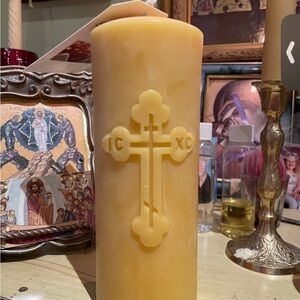ORTHODOX CROSS PILLAR CANDLE.  Handmade

Large